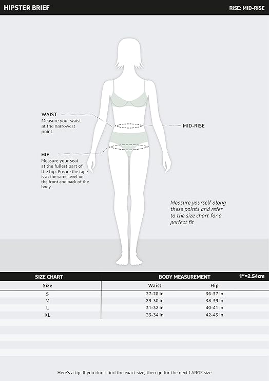 Amazon Brand - Symbol Women's Cotton Stretch Mid Waist High Coverage Hipster with Concealed Waistband (Available in Plus Sizes)