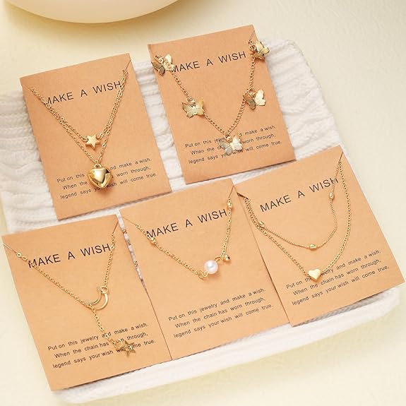 Shining Diva Fashion 5 Pcs Latest Stylish Heart Butterfly Pearl Necklace Jewellery Set for Women Pendant Necklace Gifts for Girls (16476np)