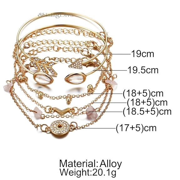 Shining Diva Fashion Latest Stylish Multilayer Gold Plated Bangle Bracelet for Women and Girls (rr14669b) Set of 6