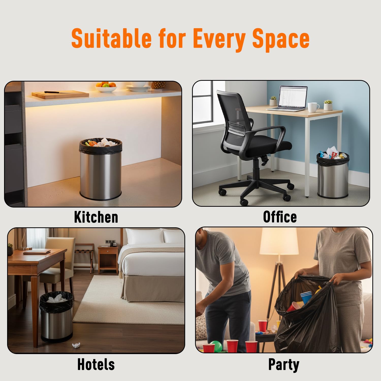 Amazon Brand - Presto! Garbage Bags | Large | 90 Count | 15 Bags X 6 Rolls | 24 X 32 Inches | For Dry & Wet Waste | Black