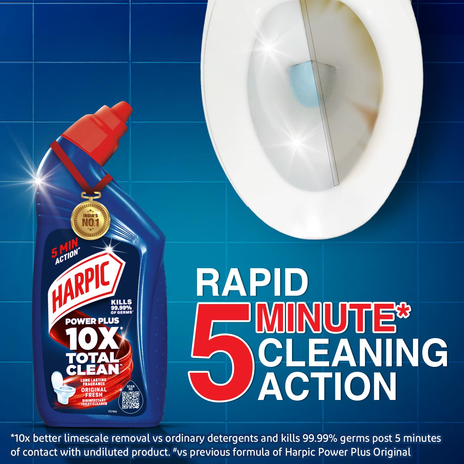Harpic Disinfectant Toilet Cleaner Liquid, Original - 1 L (Pack of 2) | Kills 99.9% Germs