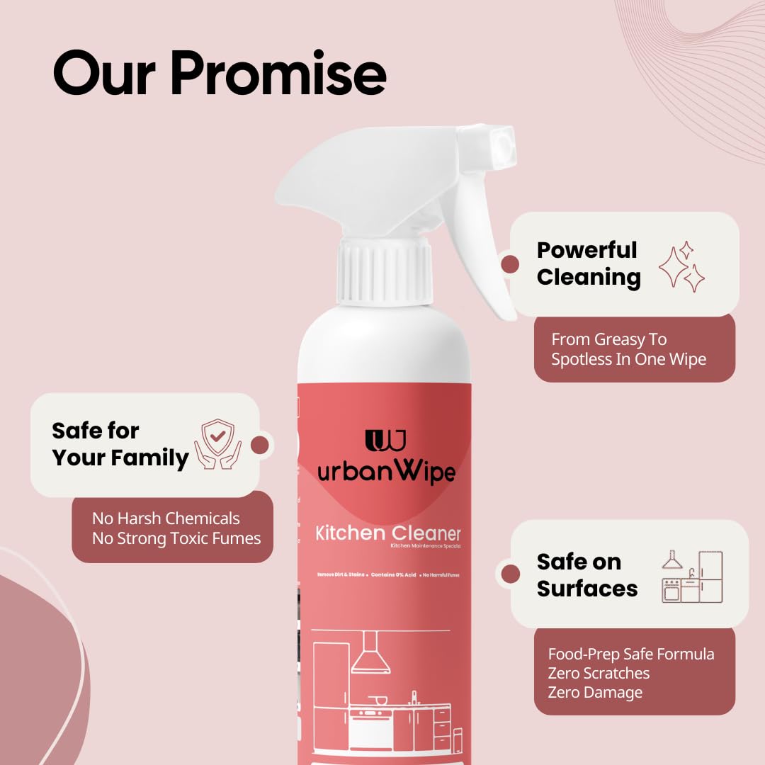 urban Wipe Kitchen Cleaner Spray Suitable For All Kitchen Surfaces, Gas Stove, Countertop, Tiles, Chimney And Sink_(500Ml)