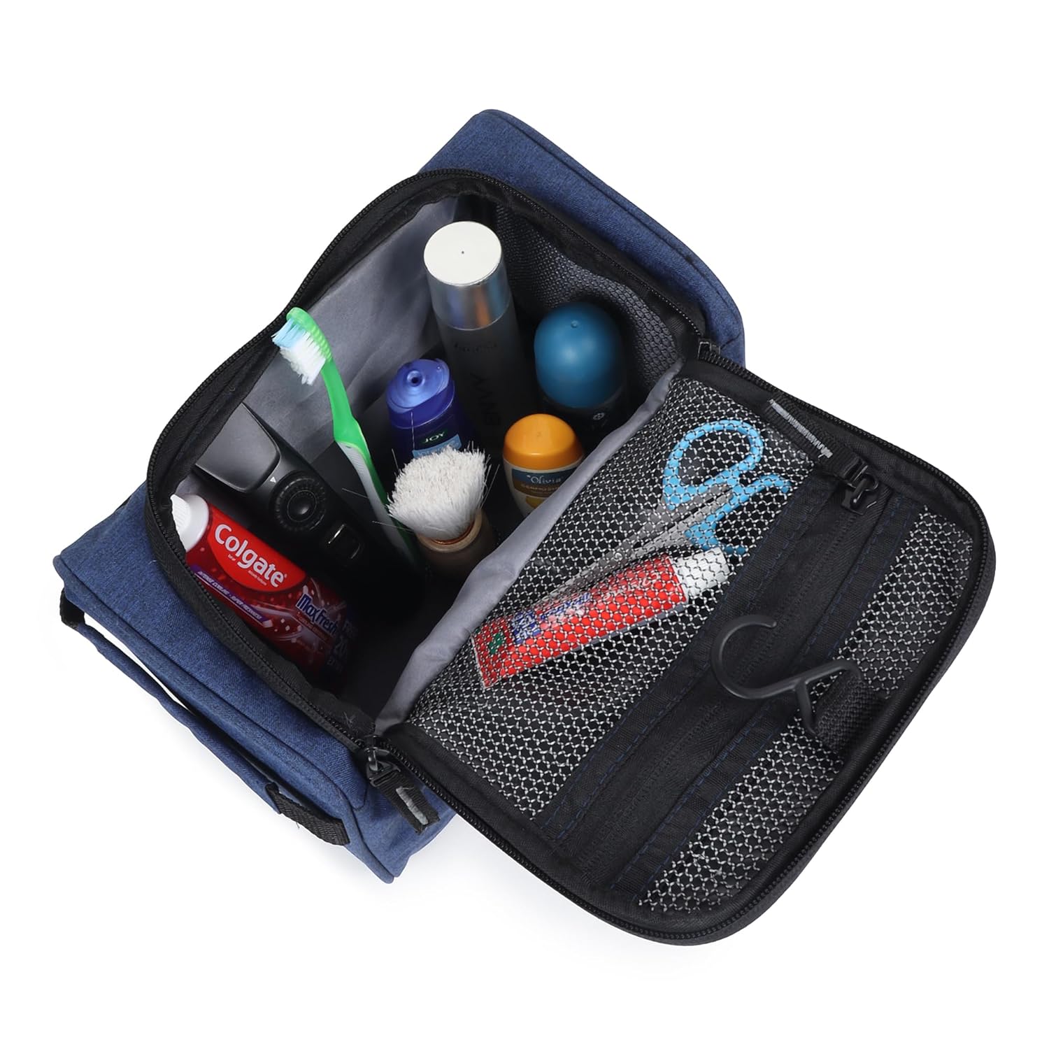 Wooum Travel Toiletry Bag for Men | Water-Resistant Bathroom Organizer with Hook | Compact Khadi Fabric Dopp Kit with Zipper & Mesh Pockets – Ideal for Travel, Gym & Daily Use