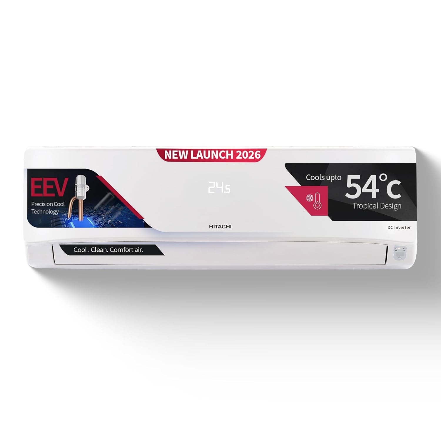 Hitachi 1.5 Ton 3 Star, New Star rated, Inverter Split AC(Copper, Smart View Display, 4 Way Swing,RAS.D318PCD2BS1, White)
