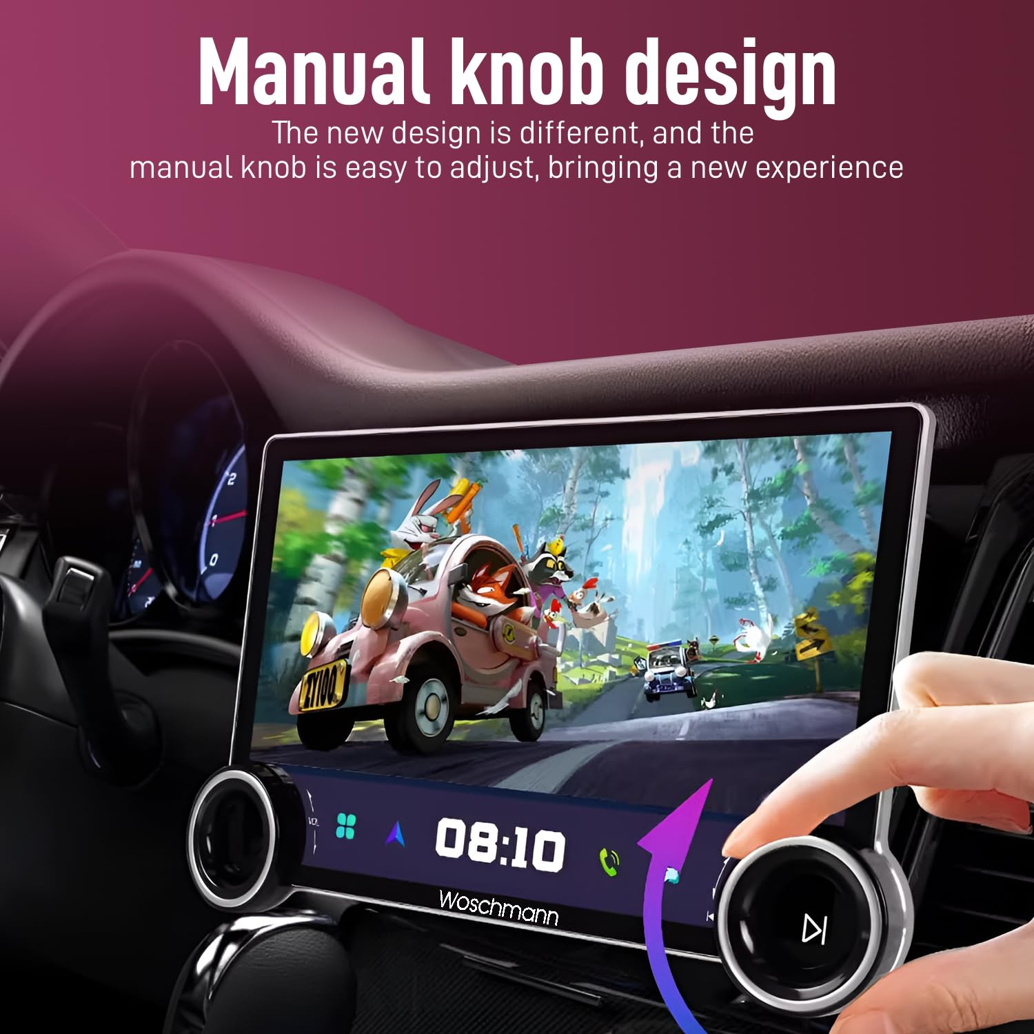 Woschmann Diamond Car Android SystemTouch Screen 10.1 Inch|TS30|With Fan|4GB/64GB|4th Gen|4Core|QLED Display|GPS&Bluetooth|WiFi&FM|SteeringControl|AHD Camera Included(Wireless Android Auto & Car Play)