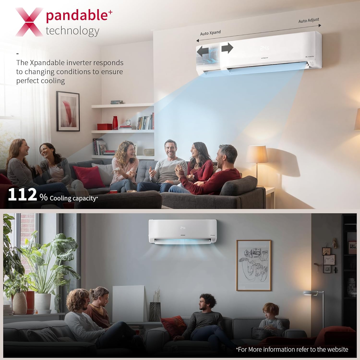 Hitachi 1.5 Ton 3 Star, New Star rated, Inverter Split AC(Copper, Smart View Display, 4 Way Swing,RAS.D318PCD2BS1, White)