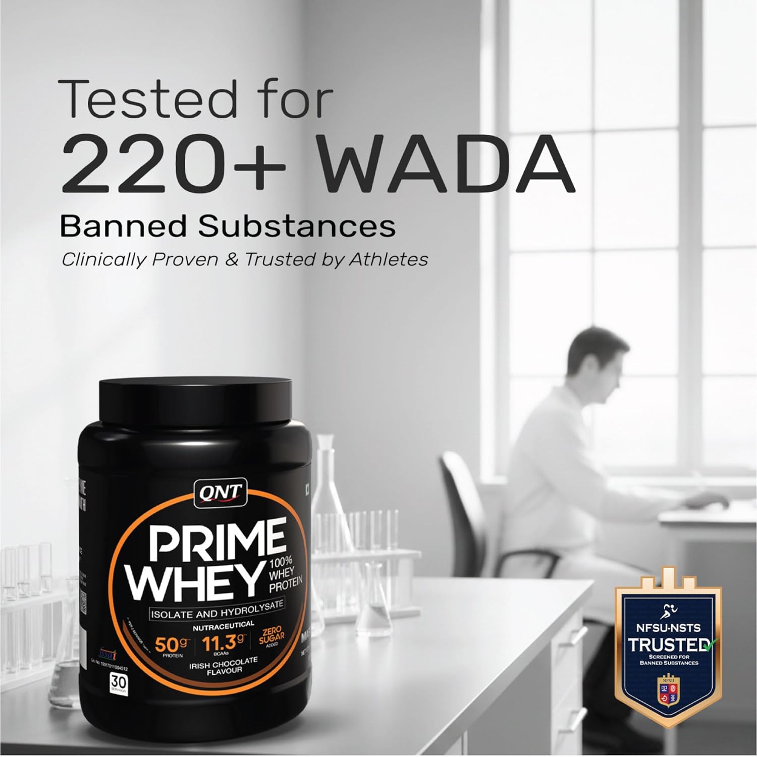 QNT Prime Whey Protein Powder – Irish Chocolate | 25g Protein Per Scoop | Whey Isolate, Concentrate & Hydrolysate Blend | 30 Servings | Muscle Growth, Recovery & Strength | 1kg