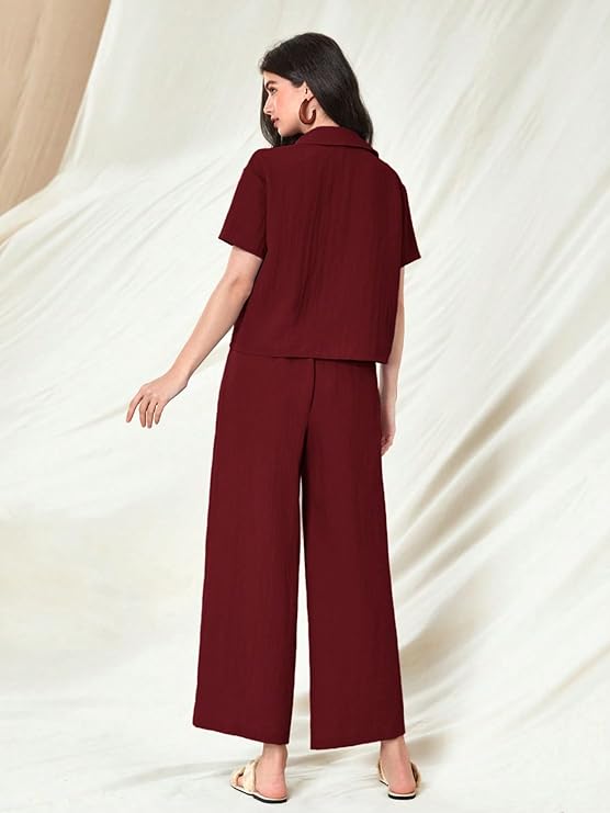 TOPLOT Women's Jumpsuit Co-ord Set | Soft Breathable Feel | Comfortable Fit with Easy Movement | Stylish One-Piece Outfit Design | Perfect for Casual & Travel (5225)