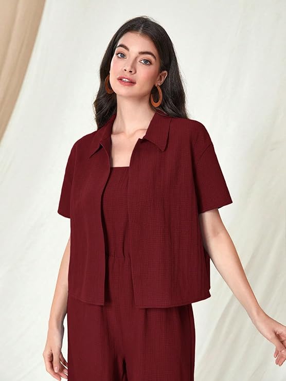 TOPLOT Women's Jumpsuit Co-ord Set | Soft Breathable Feel | Comfortable Fit with Easy Movement | Stylish One-Piece Outfit Design | Perfect for Casual & Travel (5225)