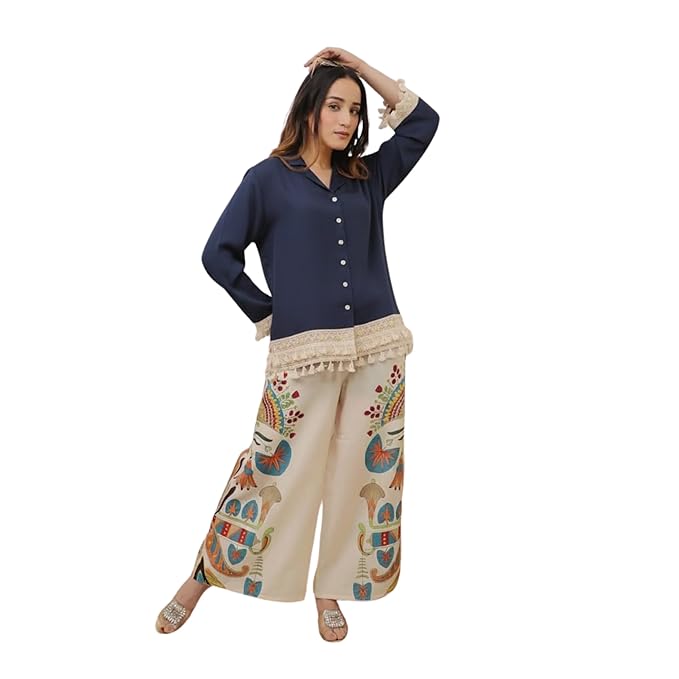 Co Ord Set for Women Stylish Card Set Dress for Women Trendy Top with Plazo Pant Ladies Coord Outfit Modern Wear for Travel Office Casual Look Premium Two Piece Clothing Style