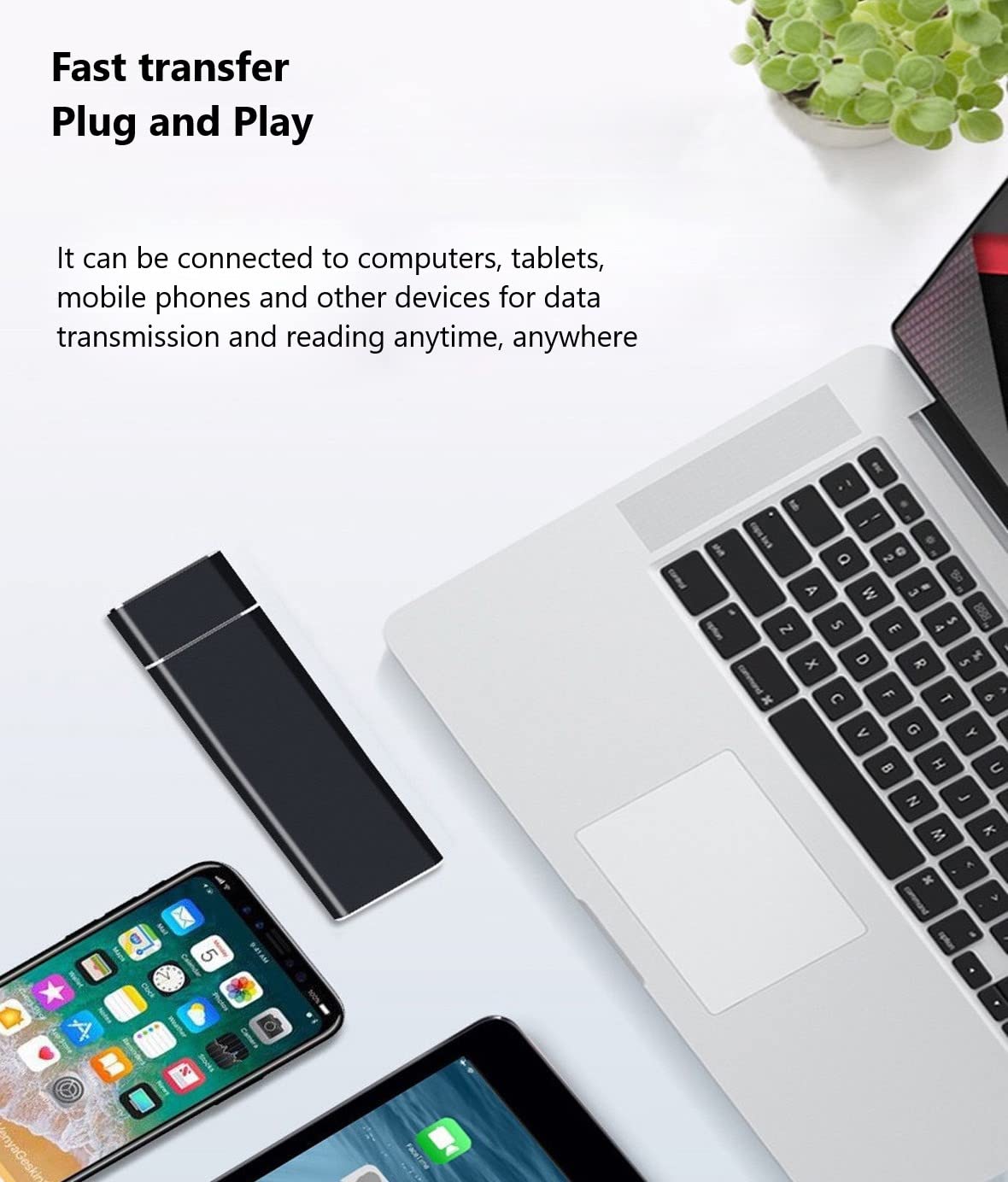 Portable SSD External Solid State Drive Mobile Solid Slim Storage Drive with USB 3.1 Type C for PC, Laptop and Mac Blue 10TB